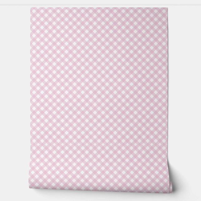 Pink Gingham Wall Pattern Tapete (Abrollen)