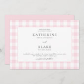 Pink Gingham Wedding Einladung (Vorne/Hinten)