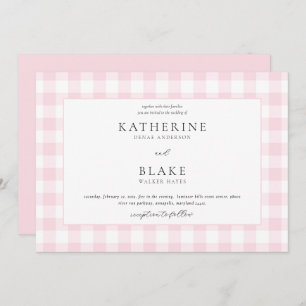 Pink Gingham Wedding Einladung
