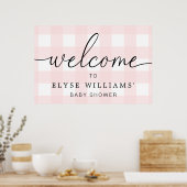 Pink Gingham Welcome Sign Poster (Küche)