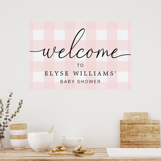Pink Gingham Welcome Sign Poster (Küche)