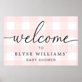 Pink Gingham Welcome Sign Poster (Vorne)