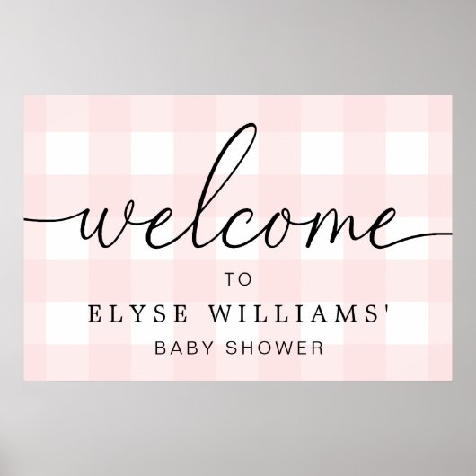 Pink Gingham Welcome Sign Poster (Vorne)