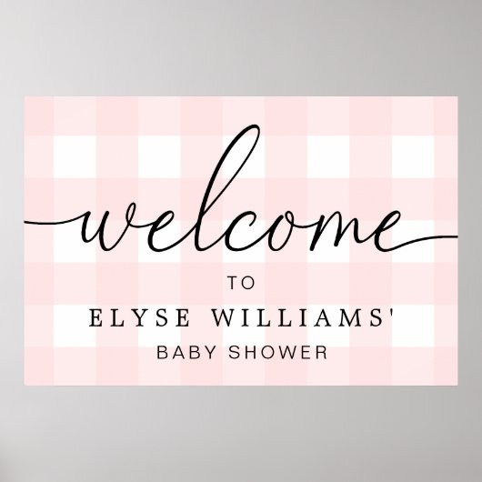 Pink Gingham Welcome Sign Poster (Vorne)