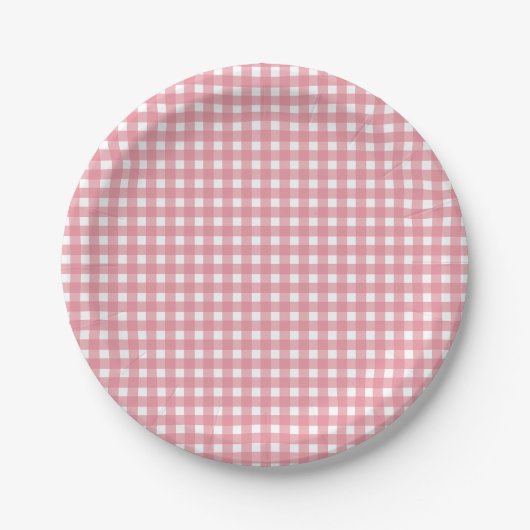 Pink Gingham Western Party Pappteller (Vorderseite)