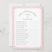 Pink Gingham Wie gut kennen Sie Dusche Game Card? Einladung (Vorderseite)