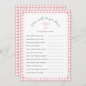 Pink Gingham Wie gut kennen Sie Dusche Game Card? Einladung (Vorne/Hinten)