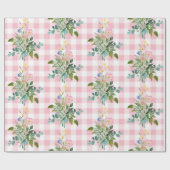 Pink Gingham Wildblume Baby Dusche Packpapier (Flach)