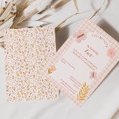 Pink Gingham Wildblume Geburtstag Begrüßungszeiche Poster