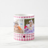 Pink Gingham Wir Liebe You Nana 4 Foto Collage Kaffeetasse (Mittel)