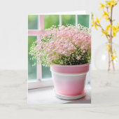 Pink Gipskraut Bouquet Karte (Gelbe Blume)