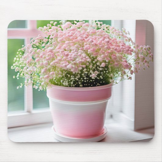Pink Gipskraut Bouquet Mousepad (Vorne)