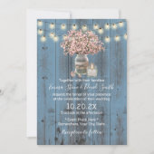 Pink Gipskraut Jar Dusty Blue Rustic Wedding Einladung (Vorderseite)