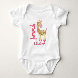 Pink Giraffe 1. Geburtstag Shirt