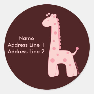 Pink Giraffe-Adressetikett Runder Aufkleber