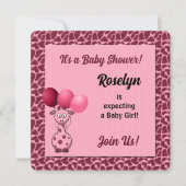 Pink Giraffe Animal Print Baby Dusche Einladung (Vorderseite)