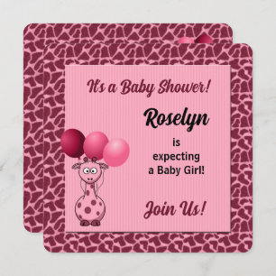 Pink Giraffe Animal Print Baby Dusche Einladung