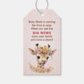 Pink Giraffe Baby Girl Safari Dusche Flasche Gefal Geschenkanhänger (Vorderseite)