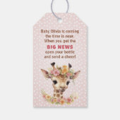 Pink Giraffe Baby Girl Safari Dusche Flasche Gefal Geschenkanhänger (Rückseite)