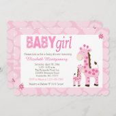 Pink Giraffe Baby Girl Scalloped 12x18 Einladung (Vorne/Hinten)