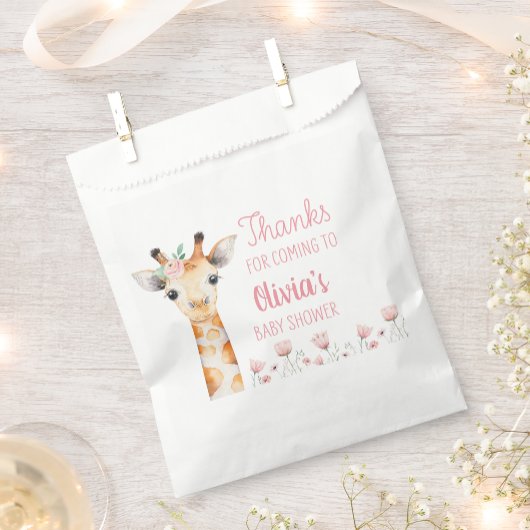 Pink Giraffe Babydusche Geschenktütchen