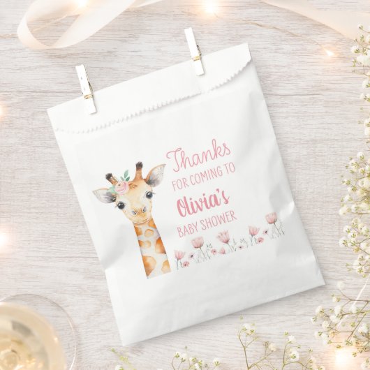 Pink Giraffe Babydusche Geschenktütchen (Ausgeschnitten)