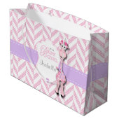 Pink Giraffe Babydusche Große Geschenktüte (Rückseite Schrägansicht)