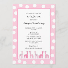 Pink Giraffe Babydusche oder Geburtstagsparty Einladung