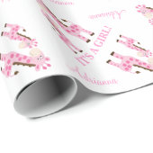 Pink Giraffe Babydusche Wrapping Paper Geschenkpapier (Rolleneckpunkt)