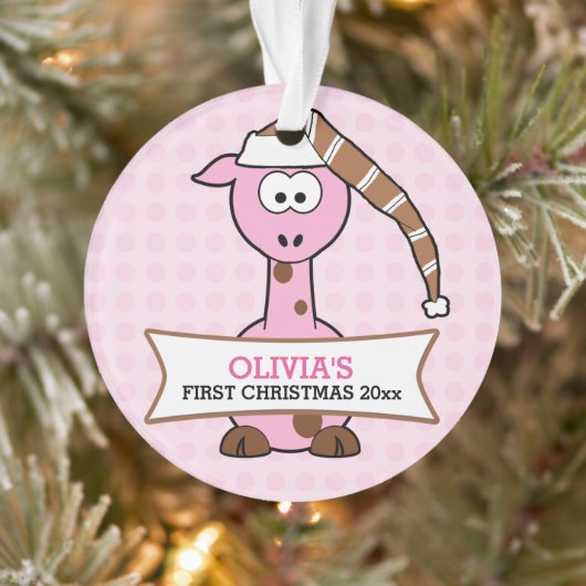 Pink Giraffe Baby's 1. Weihnachten Ornament (Baum)