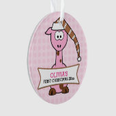 Pink Giraffe Baby's 1. Weihnachten Ornament (Vorderseite)