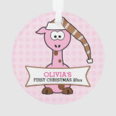Pink Giraffe Baby's 1. Weihnachten Ornament (Rückseite)
