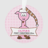 Pink Giraffe Baby's 1. Weihnachten Ornament (Vorderseite)