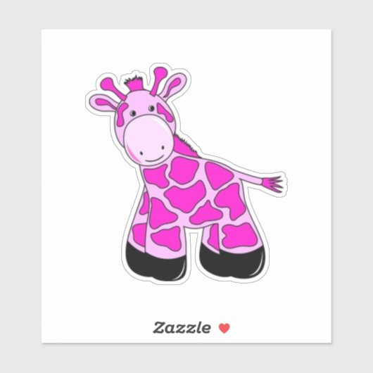 Pink Giraffe Custom-Cut Vinyl Sticker (Blatt)