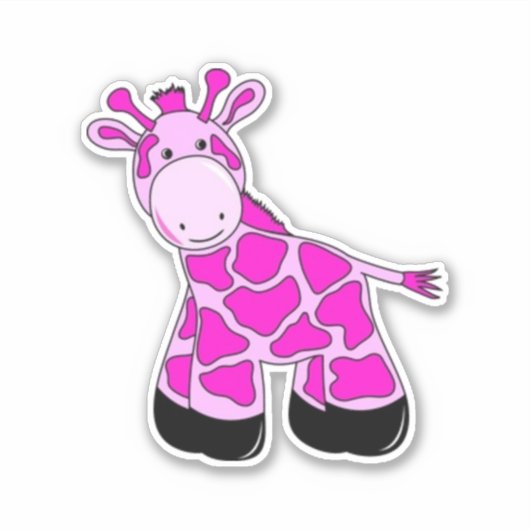 Pink Giraffe Custom-Cut Vinyl Sticker (Vorderseite)