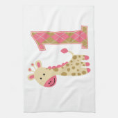 Pink Giraffe Erster Geburtstag Handtuch (Vertikal)