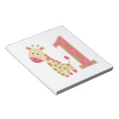 Pink Giraffe Erster Geburtstag Notizblock (angewinkelt)