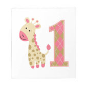 Pink Giraffe Erster Geburtstag Notizblock (Vorderseite)