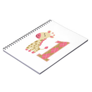 Pink Giraffe Erster Geburtstag Notizblock