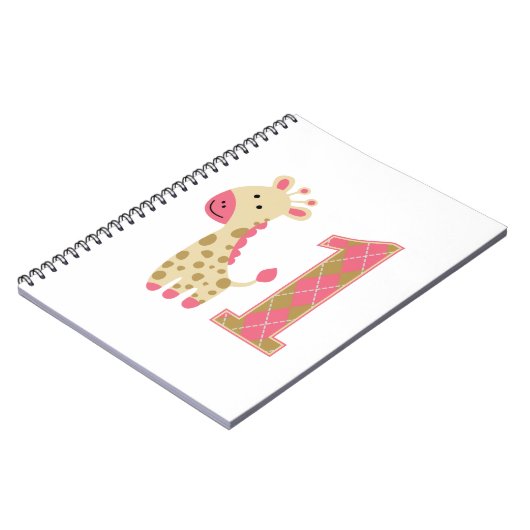 Pink Giraffe Erster Geburtstag Notizblock (Linke Seite)