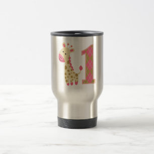 Pink Giraffe Erster Geburtstag Reisebecher