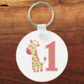 Pink Giraffe Erster Geburtstag Schlüsselanhänger (Vorderseite)