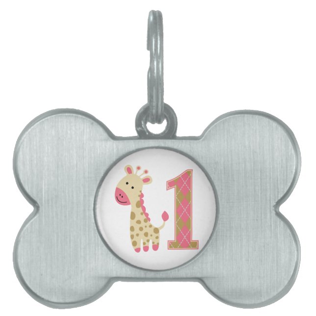 Pink Giraffe Erster Geburtstag Tiermarke (Vorderseite)