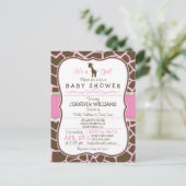 Pink Giraffe Girl Baby Dusche Postkarte Einladung (Stehend Vorderseite)