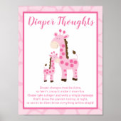 Pink Giraffe Girl Diaper Gedanken Kinderdusche Spi Poster (Vorne)