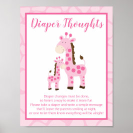 Pink Giraffe Girl Diaper Gedanken Kinderdusche Spi Poster