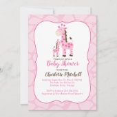 Pink Giraffe Girl Dusche Einladung (Vorderseite)