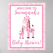 Pink Giraffe Girl Herzlich willkommen im Baby Dusc Poster (Vorne)