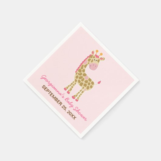 Pink Giraffe individuelle Babydusche Napkin Serviette (Ecke)