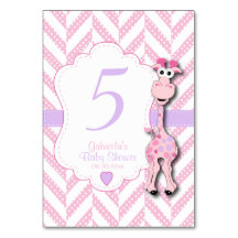 Pink Giraffe Kinderdusche - Tischnummern